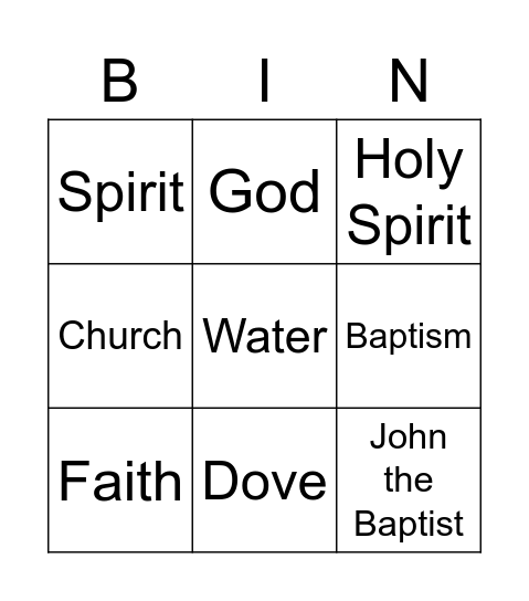 The Baptism of the Lord Bingo Card