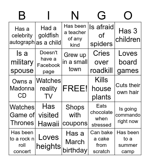 Wedding  Bingo Card