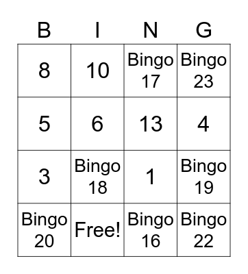 DIVISION BINGO Card