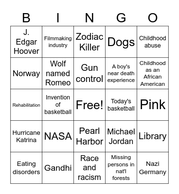 Period 1 and 7 Nonfiction Bingo Card