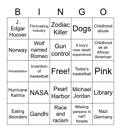 Period 1 and 7 Nonfiction Bingo Card