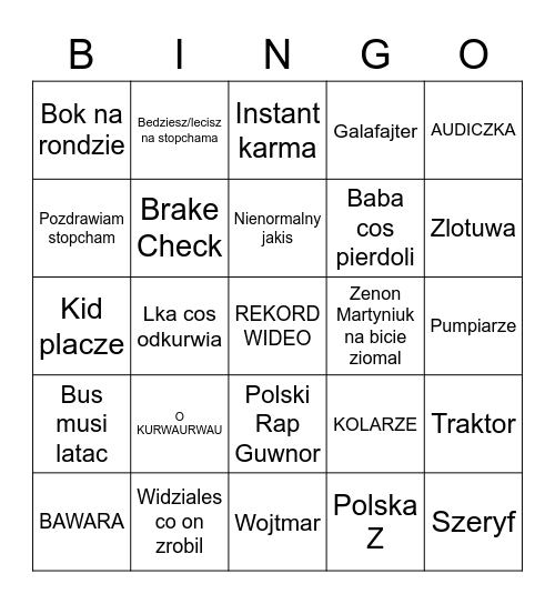 Stopcham Bingo Card
