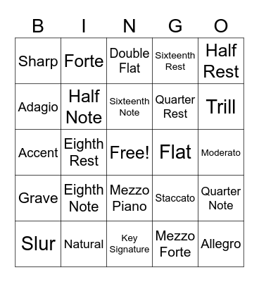 Music Bingo Card