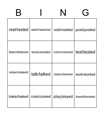 What did you do during the school break? Did you ___________? Yes, I ___. No, I didn't ___. Bingo Card