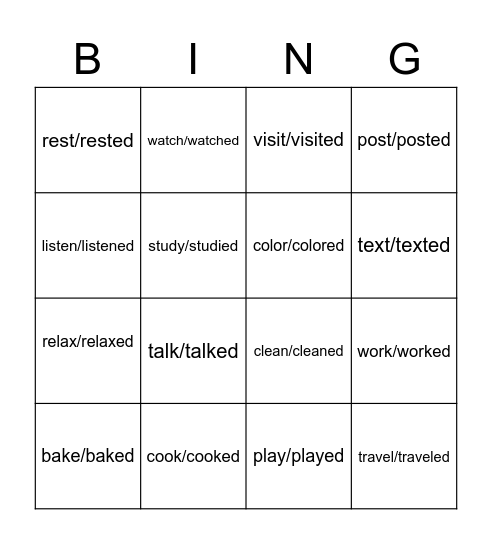 What did you do during the school break? Did you ___________? Yes, I ___. No, I didn't ___. Bingo Card