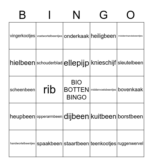 Botten-bingo Card