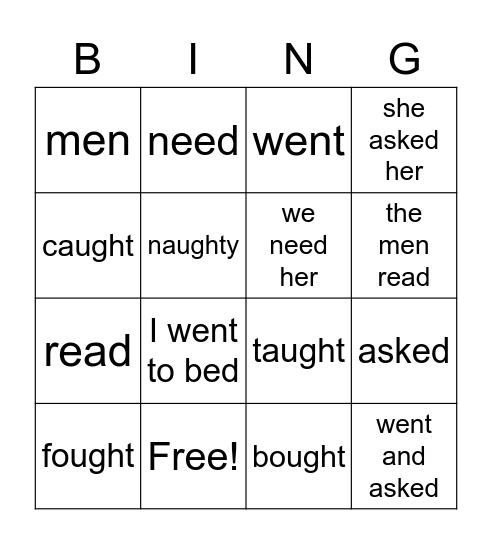 Bingo 1/10-14 Bingo Card