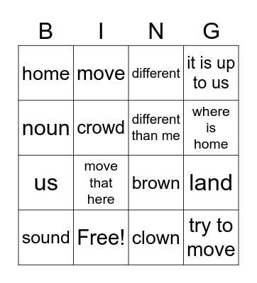 Bingo 1/10-14 Bingo Card