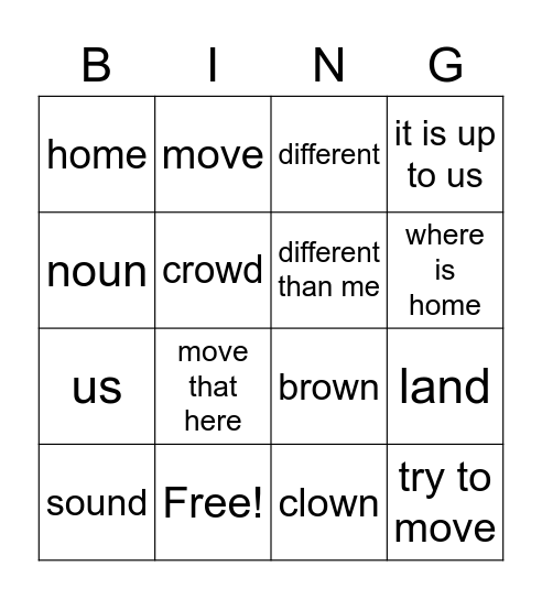 Bingo 1/10-14 Bingo Card