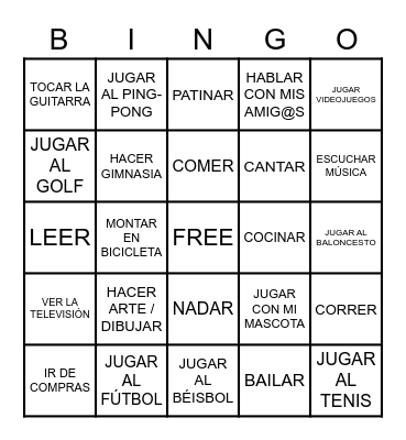 AFICIONES - HOBBIES Bingo Card