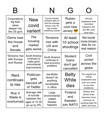 2022 Bingo Card