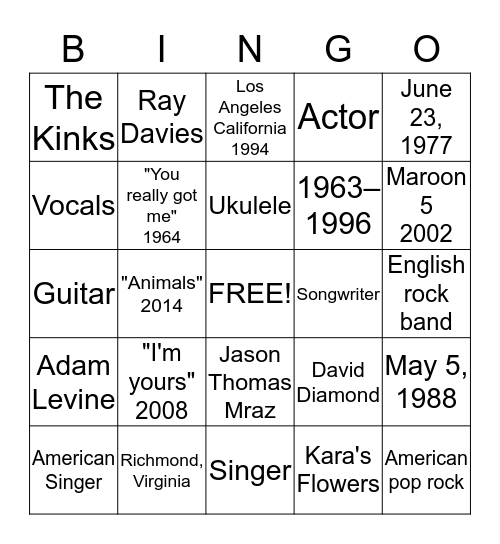 Summer Camp Covers Bingo Card