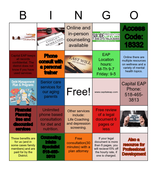 Capital Employee Assistance Program!! Bingo Card