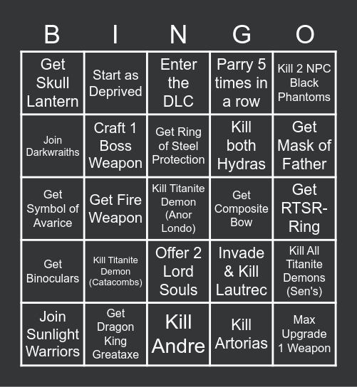 Dark Souls 1 Bingo - Fre3za Bingo Card