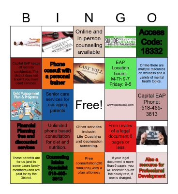 Capital Employee Assistance Program!! Bingo Card
