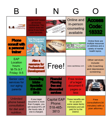 Capital Employee Assistance Program!! Bingo Card
