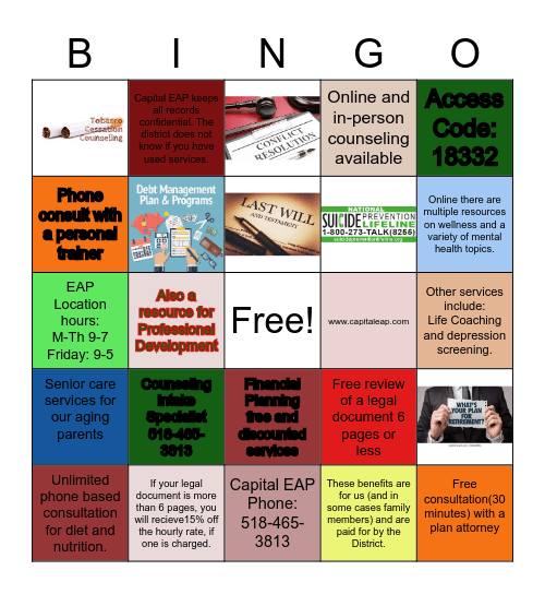 Capital Employee Assistance Program!! Bingo Card