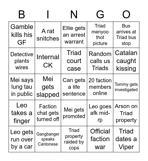 TRIAD BINGO 2022 Bingo Card