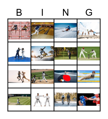 Sports Vocabulary Bingo Card