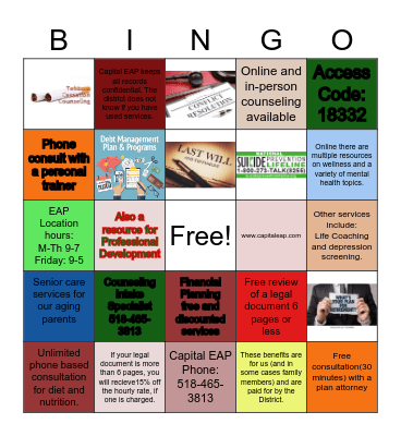 Capital Employee Assistance Program!! Bingo Card