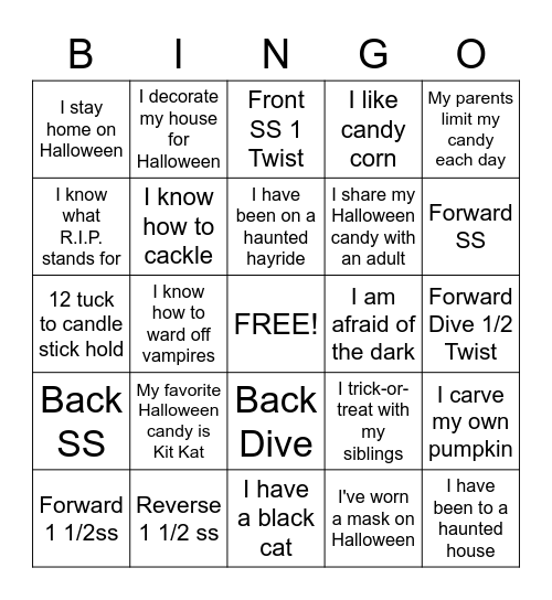 Spooky Halloween Bingo Card