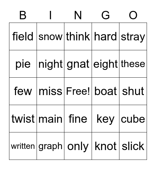 Word Study Bingo Card