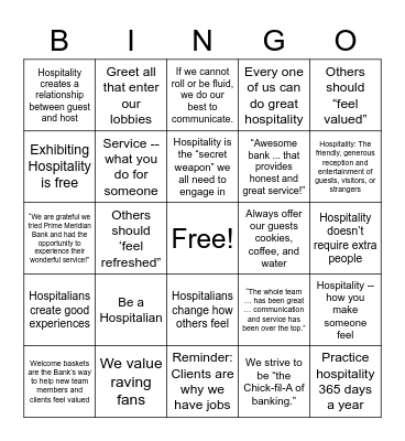 Hospitality Total Touch Round 3 Bingo Card