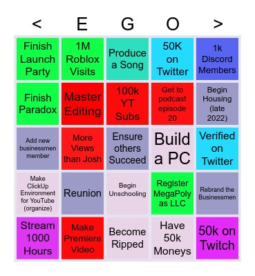 2022 PREMIUM Bingo Card