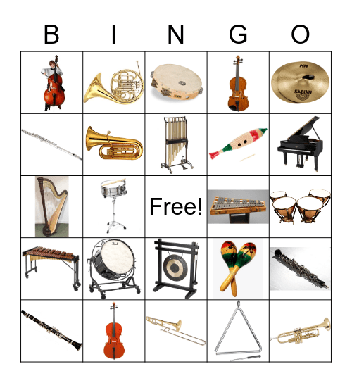 Instrument Bingo Card