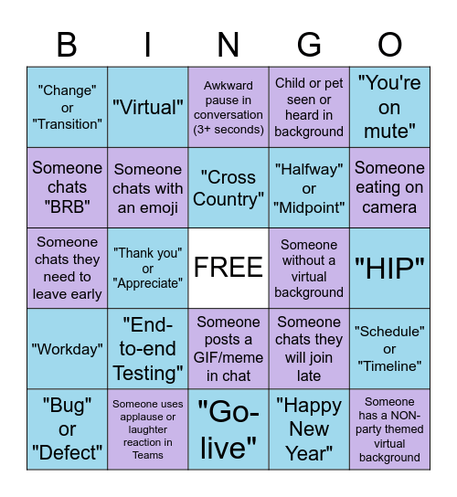 HIP Halfway Celebration Bingo Card