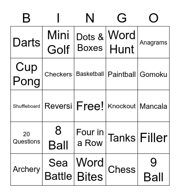 GamePigeon Cup Bingo Card