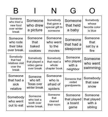 Get to know your friends! Bingo Card