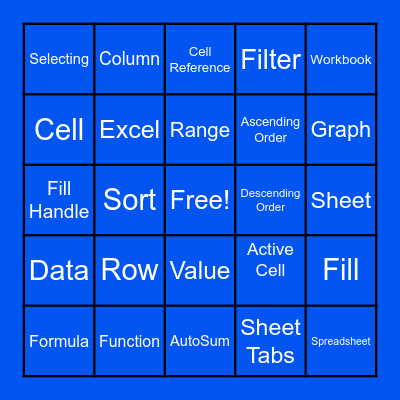 Microsoft Excel Vocabulary Bingo Card