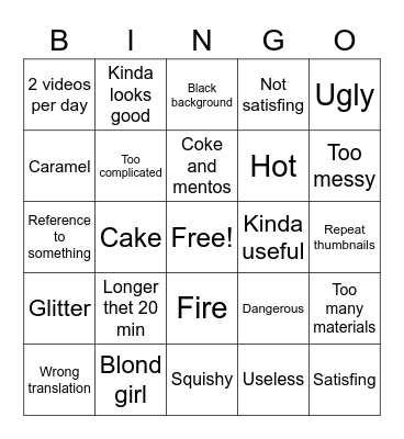 Life hacks Bingo Card
