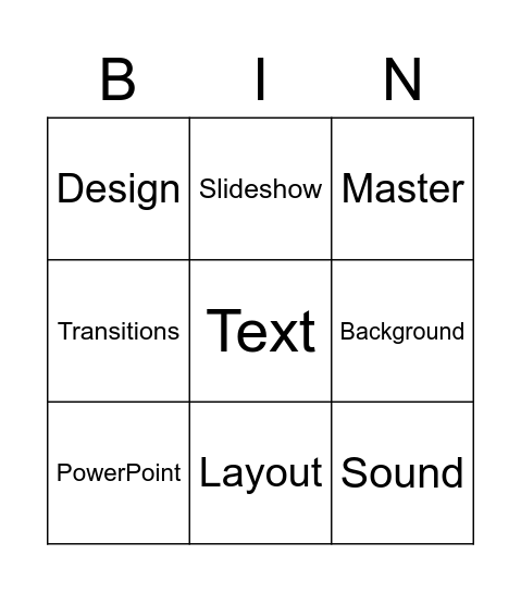 Presentation Software Bingo Card