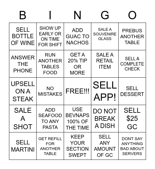 SERVER BINGO Card