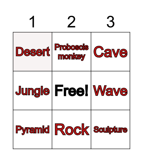 INCREDIBLE PLACES 2 Bingo Card