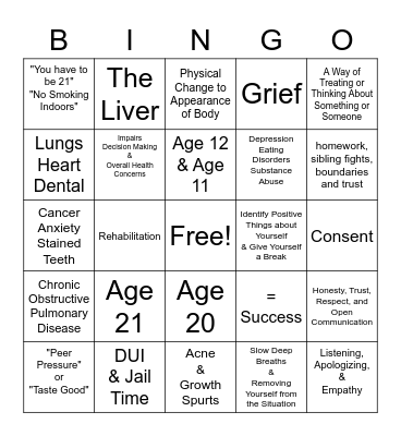 SWAG/Smart Girls Bingo Card