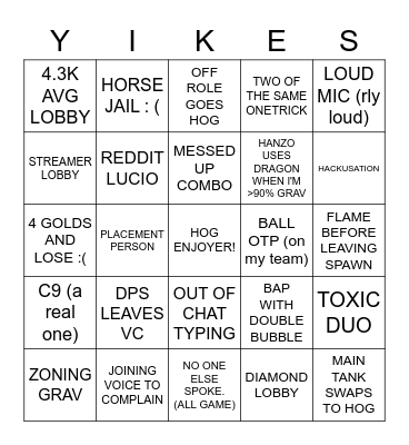 END OF SEASON Bingo Card