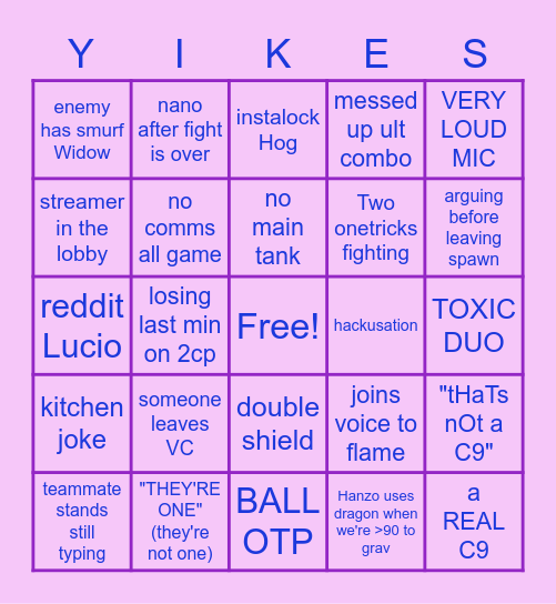 Overwatch Ranked Bingo! Bingo Card