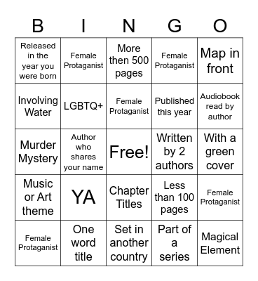 2022 Book Bingo Card