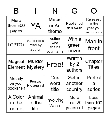 2022 Book Bingo Card
