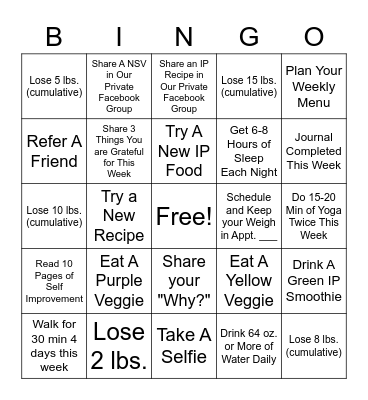IWC 2022 Wellness Challenge Bingo Card
