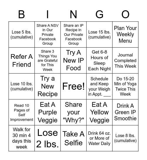 IWC 2022 Wellness Challenge Bingo Card