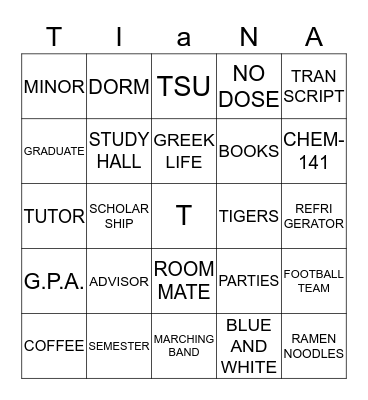 COLLEGE BINGO Card