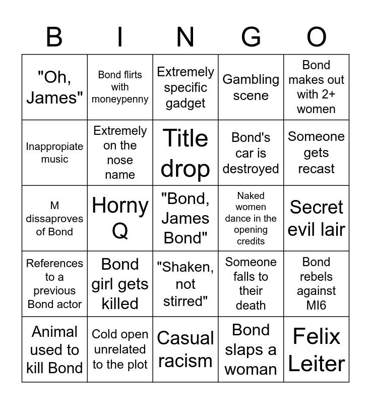 James Bond Bingo v2 Bingo Card