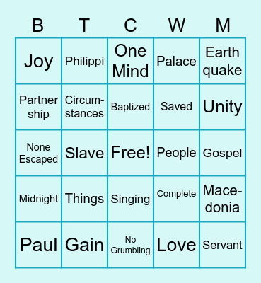 Philippians Bingo Card