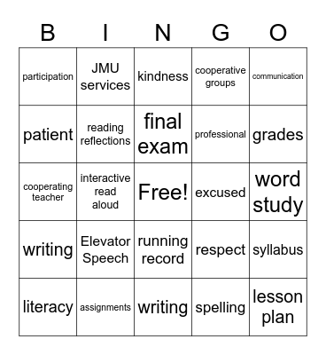 LED 430 Syllabus BINGO Card