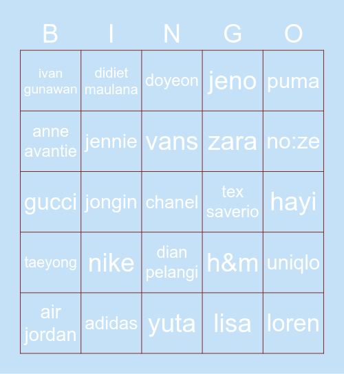 JN’s Bingo Card