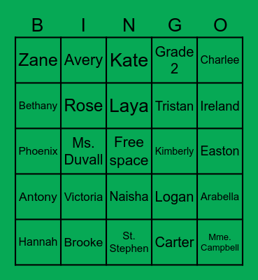 Our Class Bingo! Bingo Card